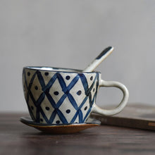 Load image into Gallery viewer, 200ml Creative Ceramic Coarse Pottery Espresso Coffee Cup with Saucer Spoon Kit Drinkware Handmade Vintage Milk Mug Friend Gifts